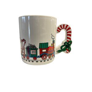 The Love Mug Christmas Train Ceramic Mug With Candy Cane Handle